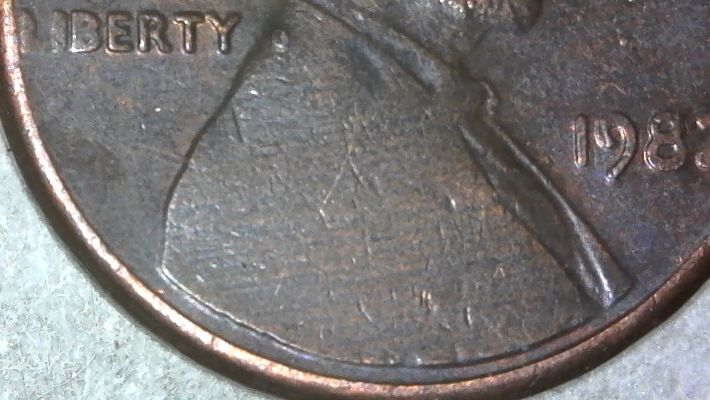 1982-P-Lincoln-Cent-Struck-Through-Thick-Grease-Both-Sides!-Weights-2.5-G